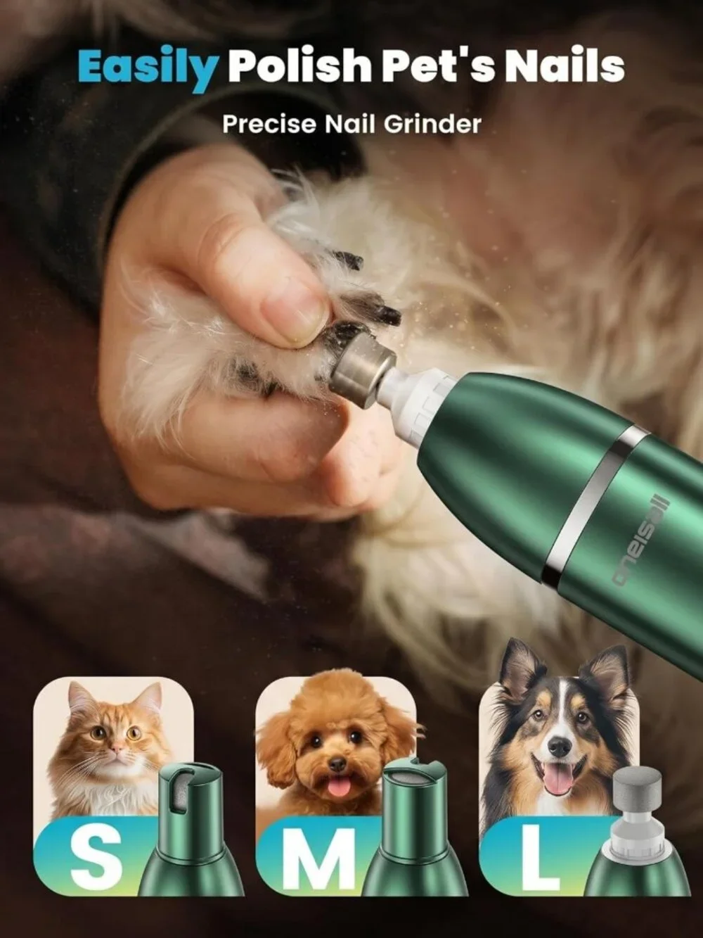 4-in-1 Dog Grooming Kit with LCD Display - Pet Clippers, Trimmer & Brush, Green